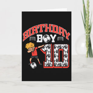 Carte Garçon d'anniversaire 10 Football Dab 10e fête d'a