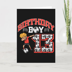 Carte Garçon d'anniversaire 13 Football Dab 13 ans Bday