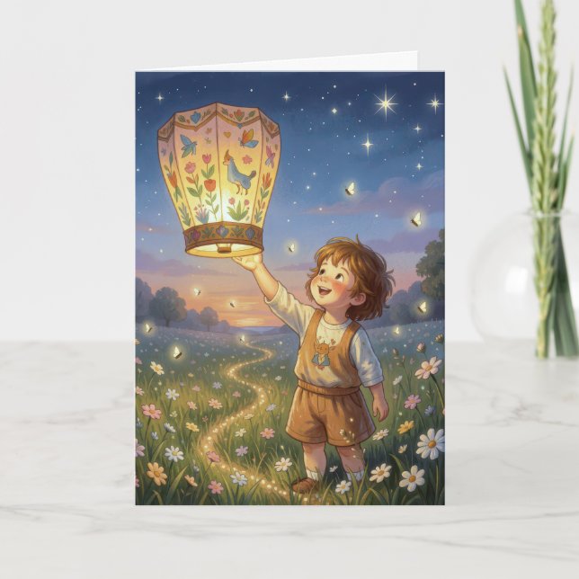 Carte Garçon d'anniversaire avec une lanterne chinoise (Devant)