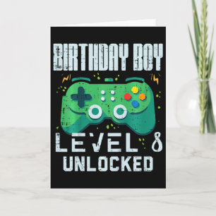 Carte Garçon d'anniversaire enfant Niveau 8 Débloqué Man