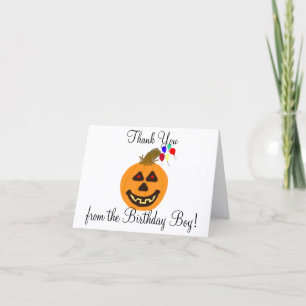 Carte Garçon d'anniversaire Halloween Merci Ballons Citr
