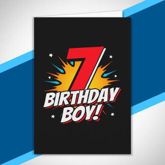 Carte Garçon d'anniversaire super-héros - 7 ans - 7e ann