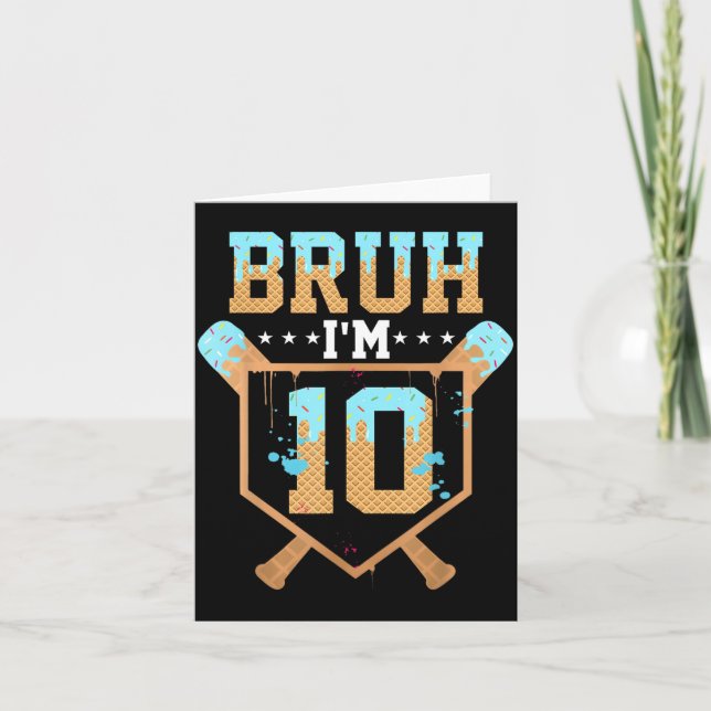 Carte Garçon de 10 ans pour son anniversaire Baseball Cr (Devant)