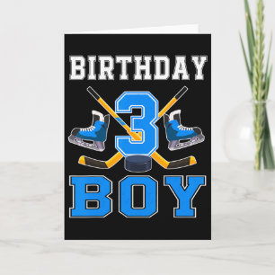 Carte Garçon de 3 ans anniversaire hockey sur glace 3ème