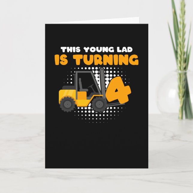 Carte Garçon de 4 ans Forklift pour 4ème anniversaire (Devant)