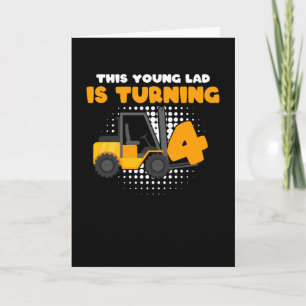 Carte Garçon de 4 ans Forklift pour 4ème anniversaire