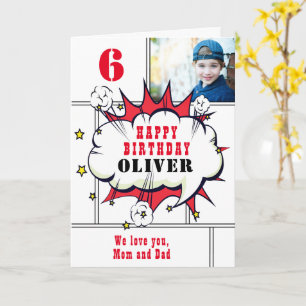Carte Garçon de bande dessinée de super-héros Photo de f