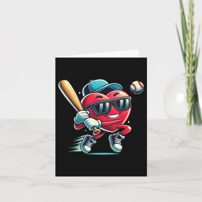 Carte Garçon de coeur jouant au baseball Enfants Basebal (Devant)