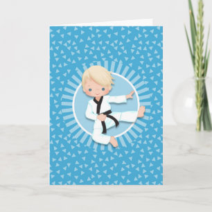 Carte Garçon de karaté blond arts martiaux judo