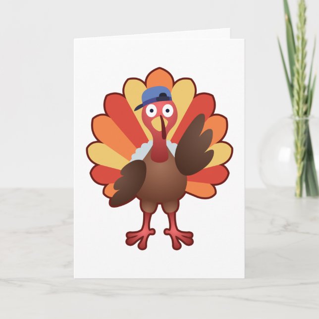 Carte Garçon Dinde Mignon Gobble - Cadeau de Thanksgivin (Devant)