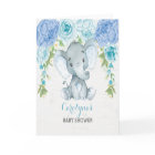 Garçon Elephant bleu Rose Peony Baby shower Faveur