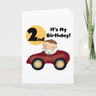 Carte Garçon en voiture rouge 2e Anniversaire Tshirts et