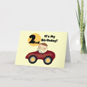 Carte Garçon en voiture rouge 2e Anniversaire Tshirts et