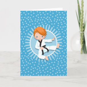 Carte Garçon Karaté aux Cheveux Roux Judo Arts Martiaux