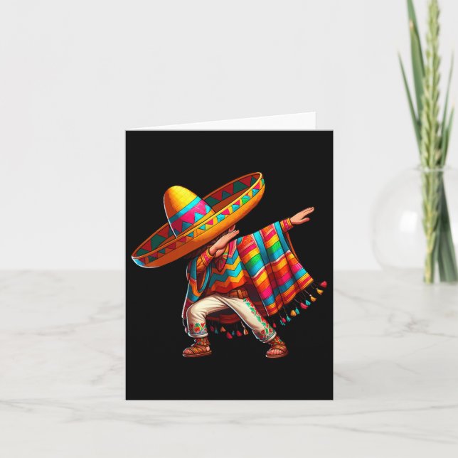 Carte Garçon Mexicain Dabant Poncho Cinco De Mayo 3  (Devant)