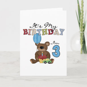 Carte Garçon ours 3e anniversaire Tshirts et cadeaux