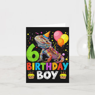 Carte Garçon pour 6ème anniversaire Dragon barbu 6 ans B