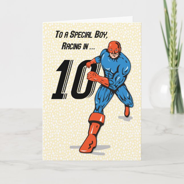 Carte Garçon Spécial 10e Anniversaire Super-héros (Devant)