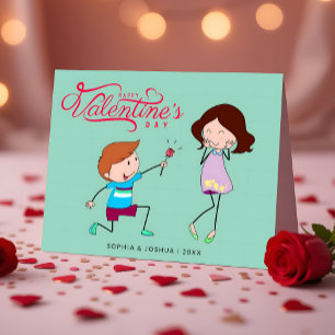 Carte Garçon surprend Illustration de fille Saint Valent