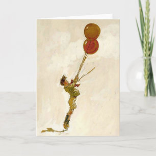 Carte Garçon vintage avec des ballons rouges à une fête