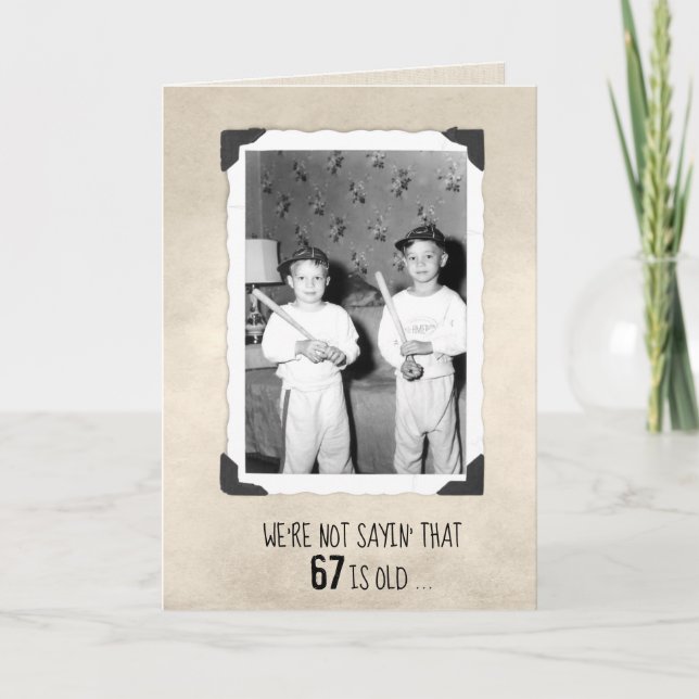 Carte Garçons Avec Battes De Baseball 67e Anniversaire (Devant)