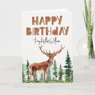 Carte Garçons de buck en bois "Joyeux Anniversaire" 