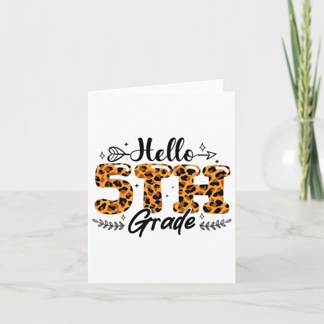 Carte Garçons Filles Retour À L'École Bonjour Leopard 5e (Devant)