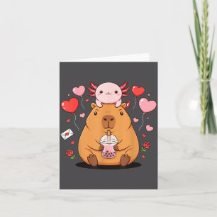 Carte Garçons Filles Thé à Bulles Capybara Axolotl Migno