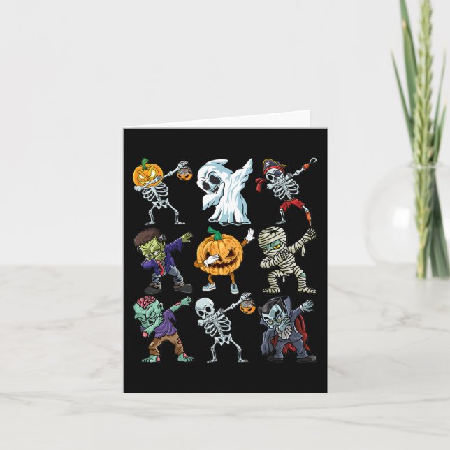 Carte Garçons Halloween Skeleton Jack-o'-lantern Zombie  (Devant)