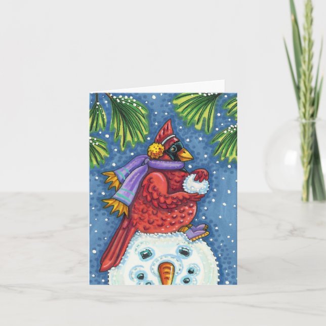 Carte GARDE CARDINAL SNOWMAN, NOËL REDBIRD Blank (Devant)