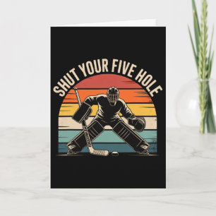 Carte Garde de but de hockey rétro Fermez votre cinq tro