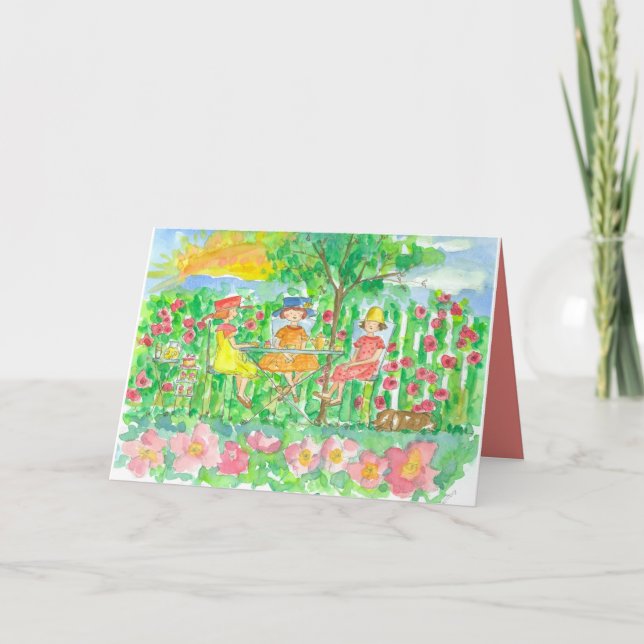 Carte Garden Tea Party Filles amies Joyeux anniversaire (Devant)