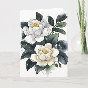 Carte Gardenia - Fleurs aquarelle