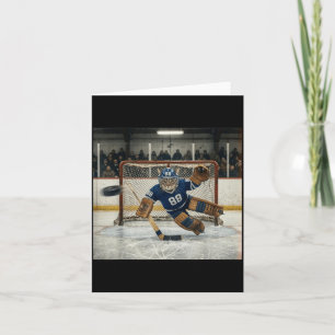 Carte Gardien de but Chat Volant Drôle Kitty Hockey sur