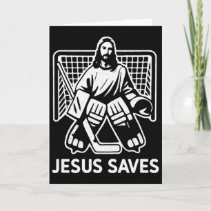 Carte Gardien de but de hockey Jésus Sauve Hoc chrétien