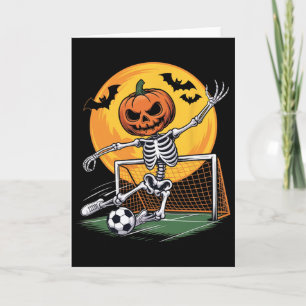 Carte Gardien de but squelette citrouille Soccer Hallowe