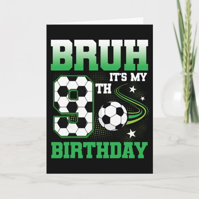Carte Gars de 9 ans c'est mon anniversaire garçon footba (Devant)