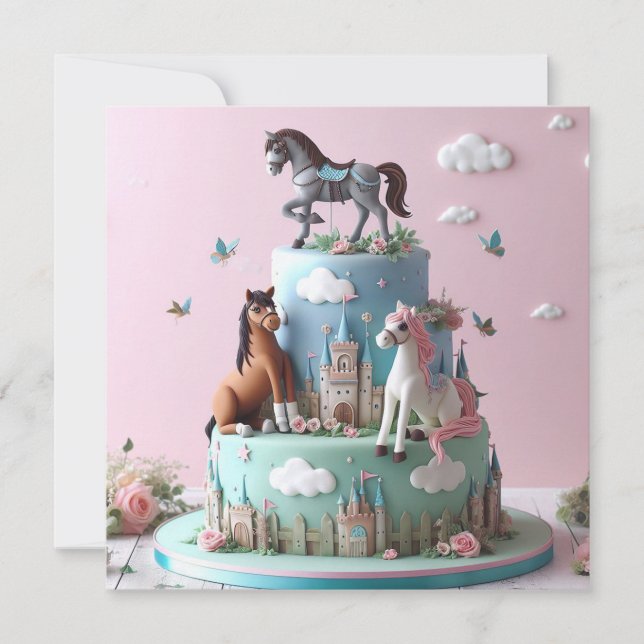 CARTE GÂTEAU ANNIVERSAIRE DE ENFANT AVEC THÈME PONY CUTE (Devant)