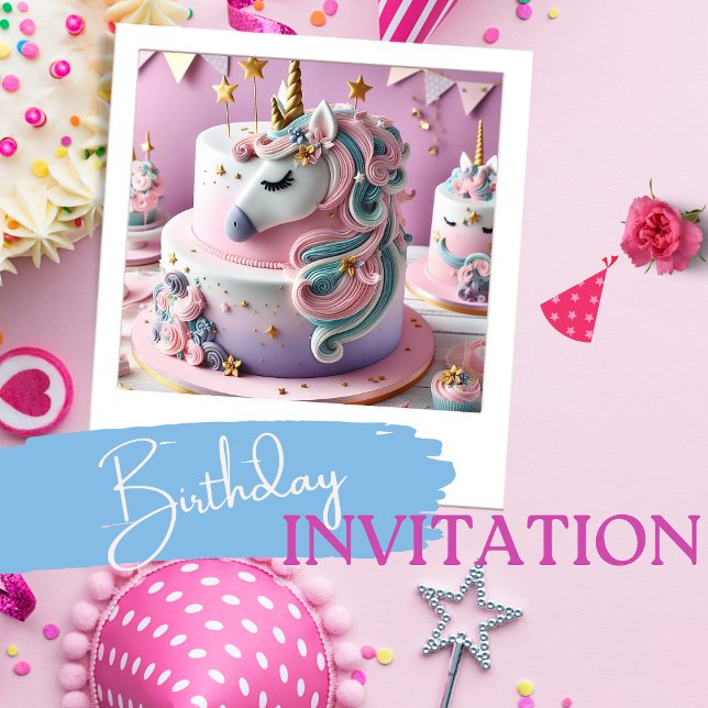 CARTE GÂTEAU ANNIVERSAIRE DE ENFANT DÉCORÉE UNICORN (Créateur téléchargé)