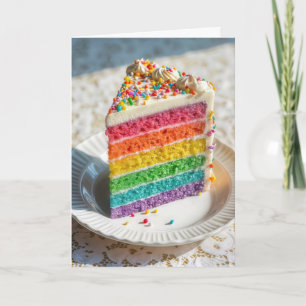 Carte Gâteau Arc-En-Ciel Anniversaire Avec Saupoudrées
