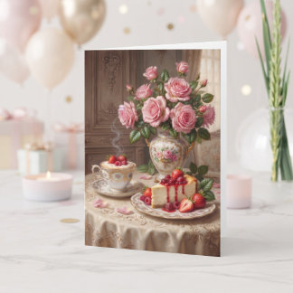 Carte Gâteau au fromage élégant et Cappuccino Anniversai