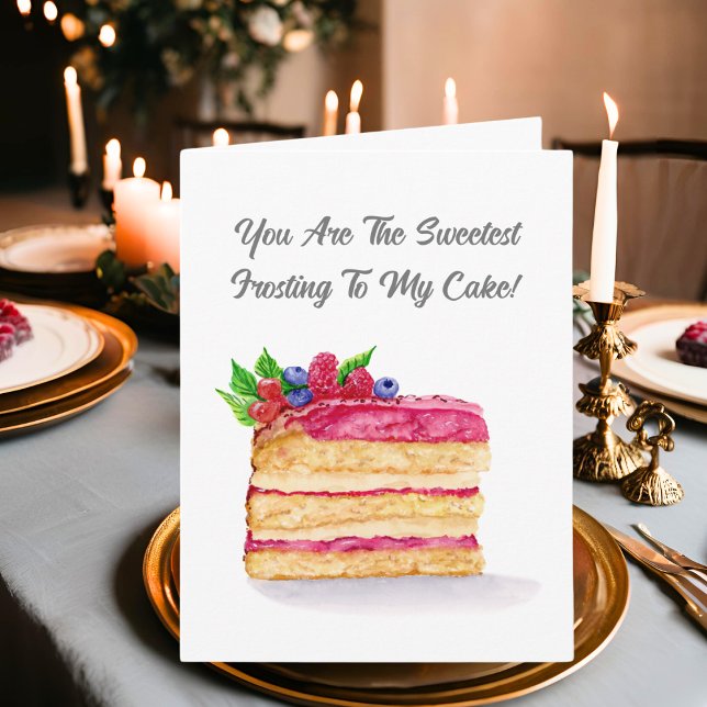 Carte Gâteau aux framboises à l'aquarelle Anniversaire F (Créateur téléchargé)