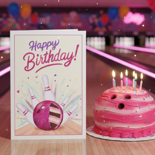 Carte Gâteau Boule de Quilles Surprise d'Anniversaire