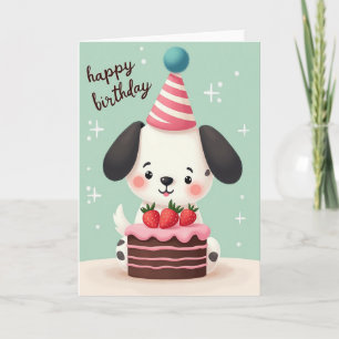 Carte Gâteau Chien Mignon