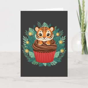 Carte Gâteau Cupcake au Tigre Bébé Mignon Animal de Jung