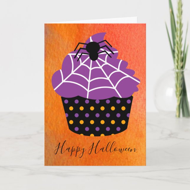 Carte Gâteau cupcake Halloween thème araignée (Devant)