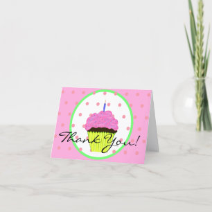 Carte Gâteau Cupcake Points de Polka Anniversaire Merci