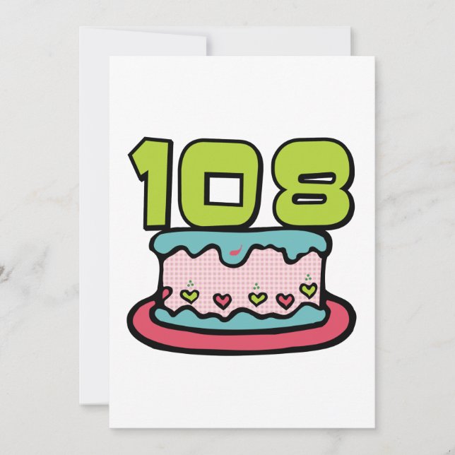 Carte Gâteau d'anniversaire 108 ans (Devant)
