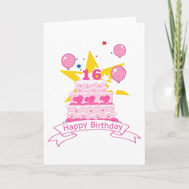 Carte Gâteau d'anniversaire 16 ans (Devant)