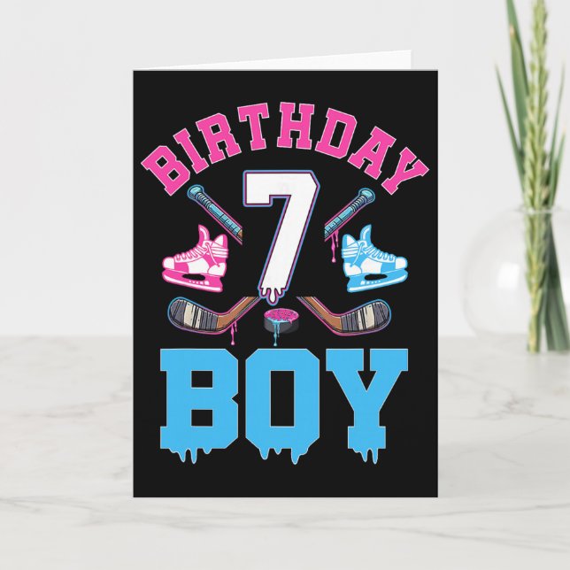 Carte Gâteau d'anniversaire 7 ans Hockey Crème Glacée Dr (Devant)